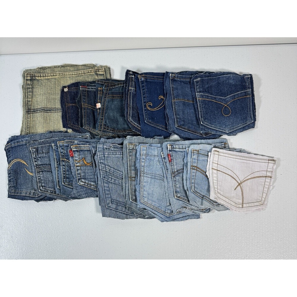 36 Denim Jean Back Pockets 18 Matching Pairs Mixed Wash Sewing Crafts Upcycle